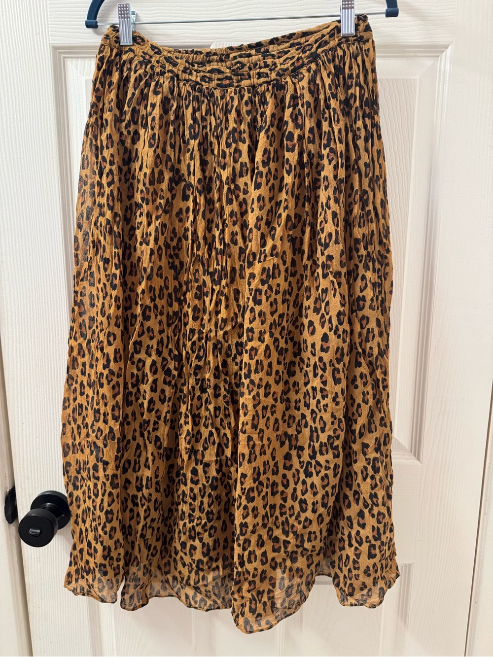 Leopard Print Midi Skirt - Tan/Black Size Small